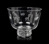 A Steuben Glass Bowl with Prunted Base