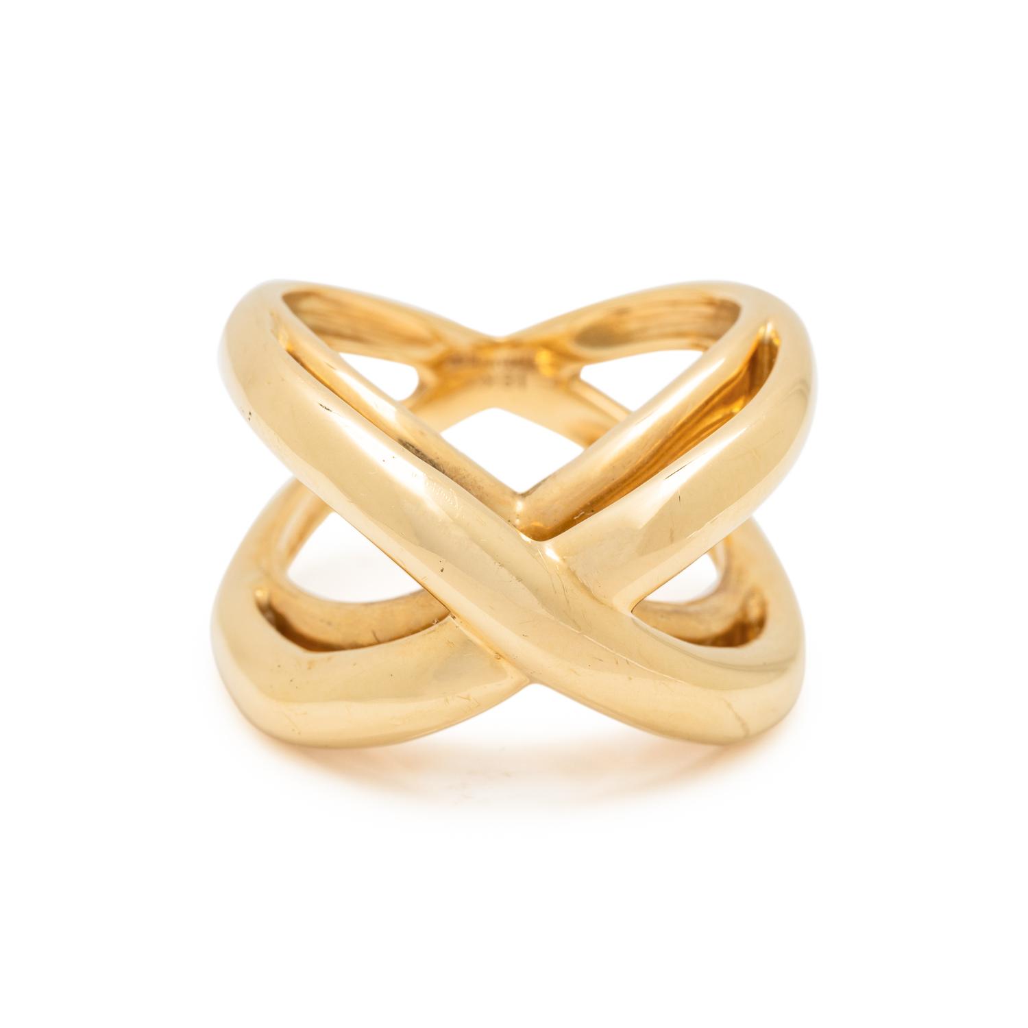 TIFFANY & CO., YELLOW GOLD 'X' RING