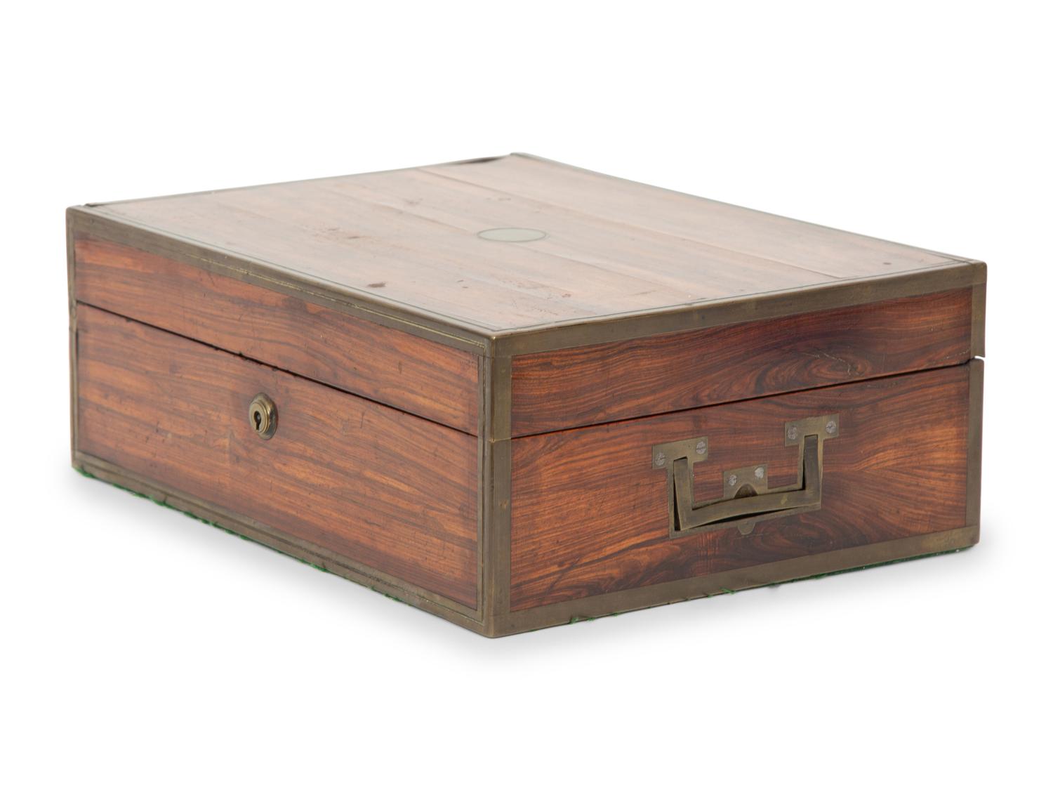 A Victorian Brass Bound Rosewood Jewelry Box