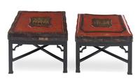 Two Chinese Lacquer Boxes on Stands Height overall 16 x width 23 x depth 23 inches. — 19TH CENTURY, THE STANDS LATER