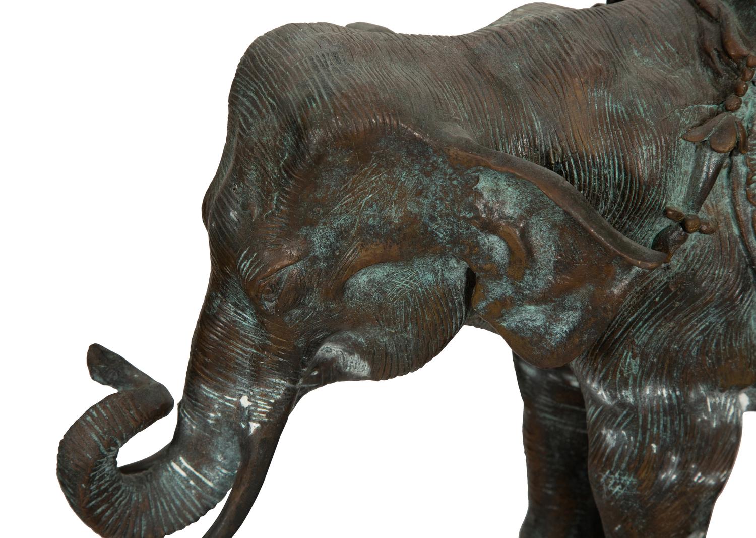 A Pair of Maitland-Smith Cast Metal Elephant-Form Table Lamps