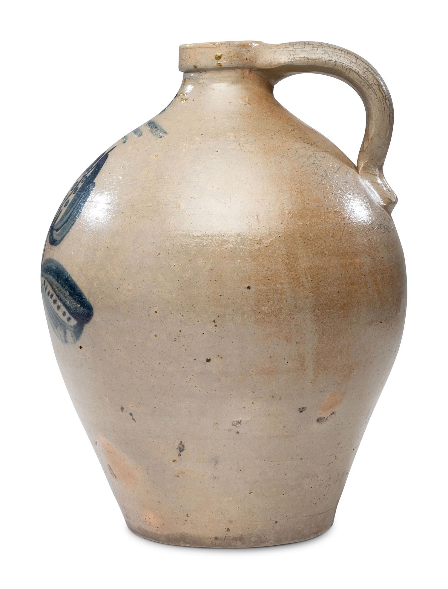 A Rare Thurston and Clemmer Three-Gallon Cobalt Decorated Stoneware Jug