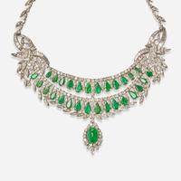A Platinum, Emerald, and Diamond Necklace