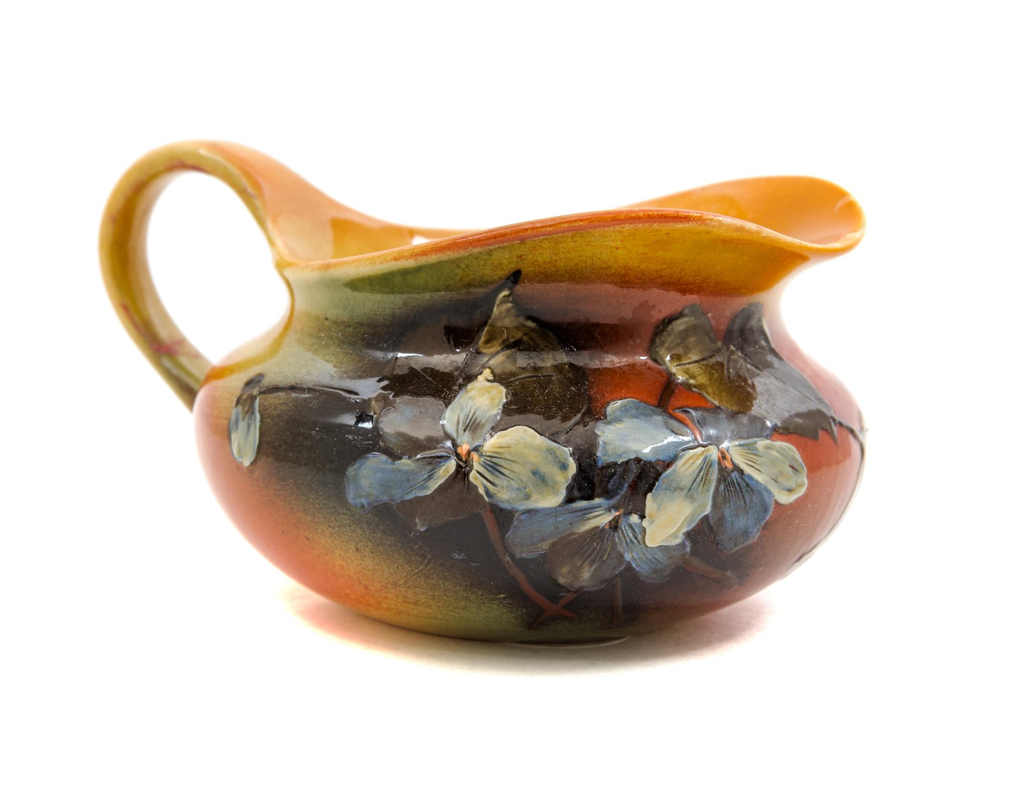 A Rookwood Pottery Creamer Width over handle 5 1/4 inches. — 1892