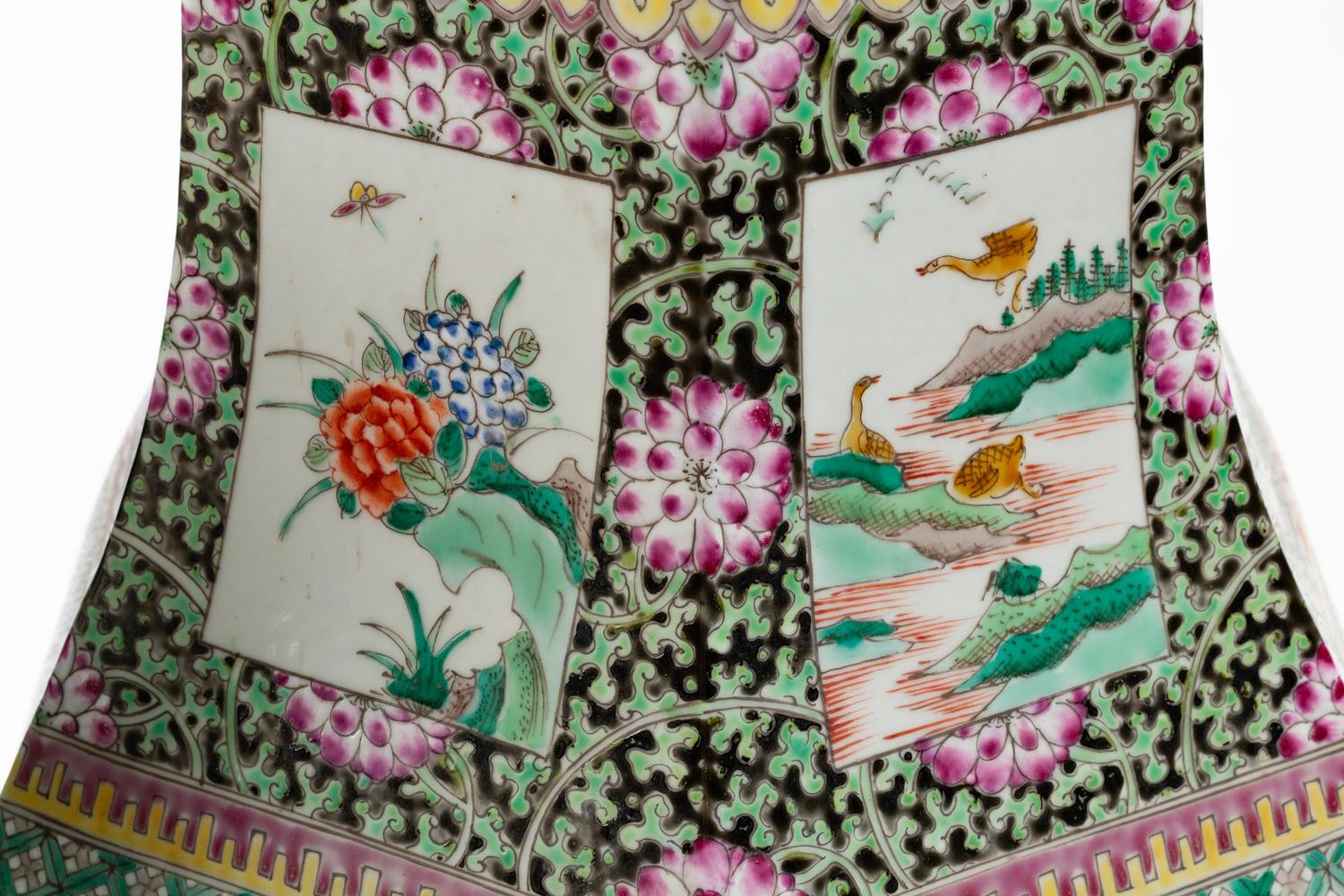 A Monumental Pair of Chinese Porcelain Hexagonal Vases