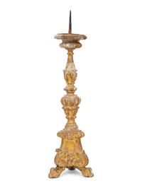 A Group of Five Italian Carved Giltwood Pricket Sticks