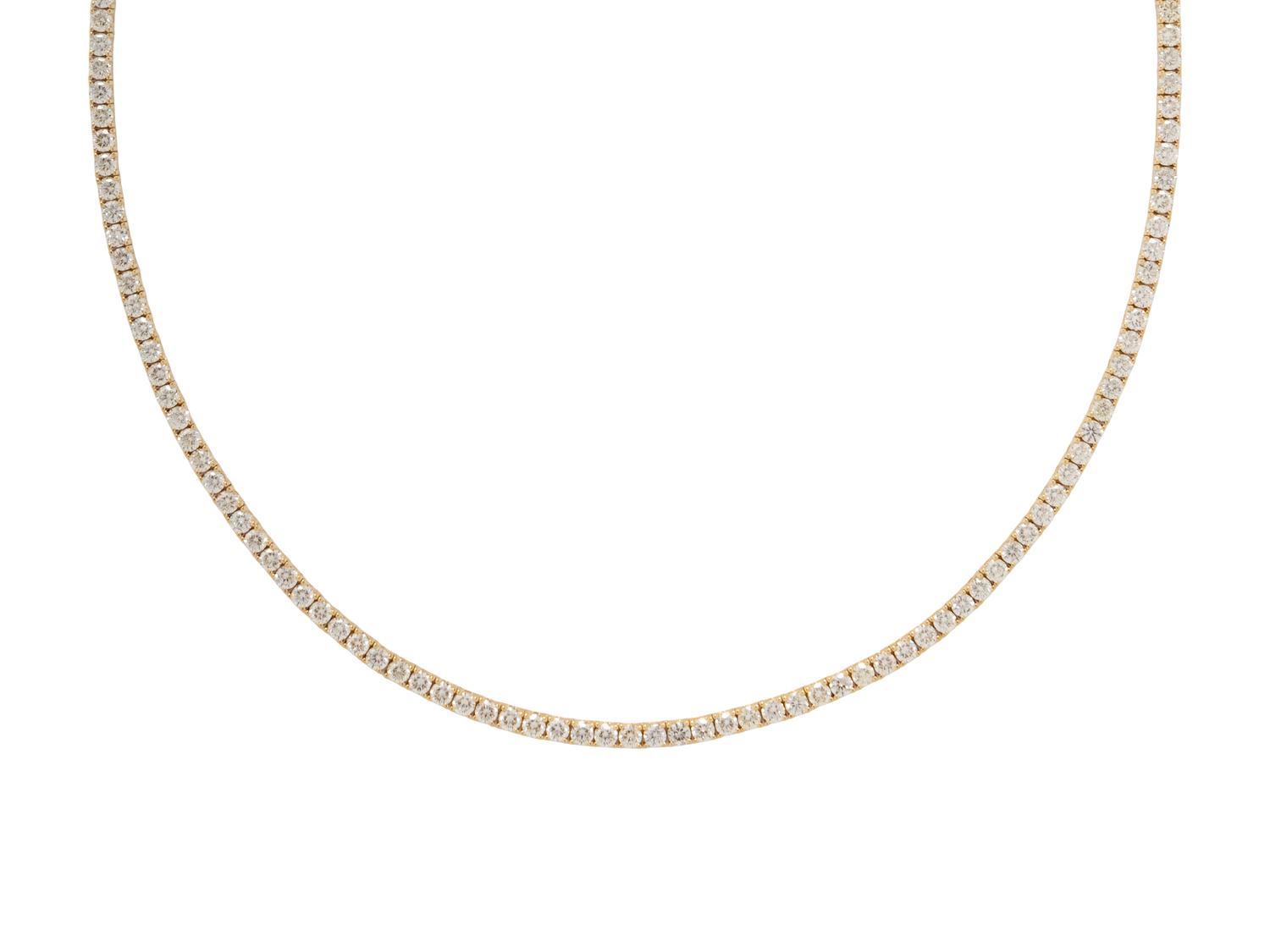 YELLOW GOLD AND DIAMOND LINE NECKLACE