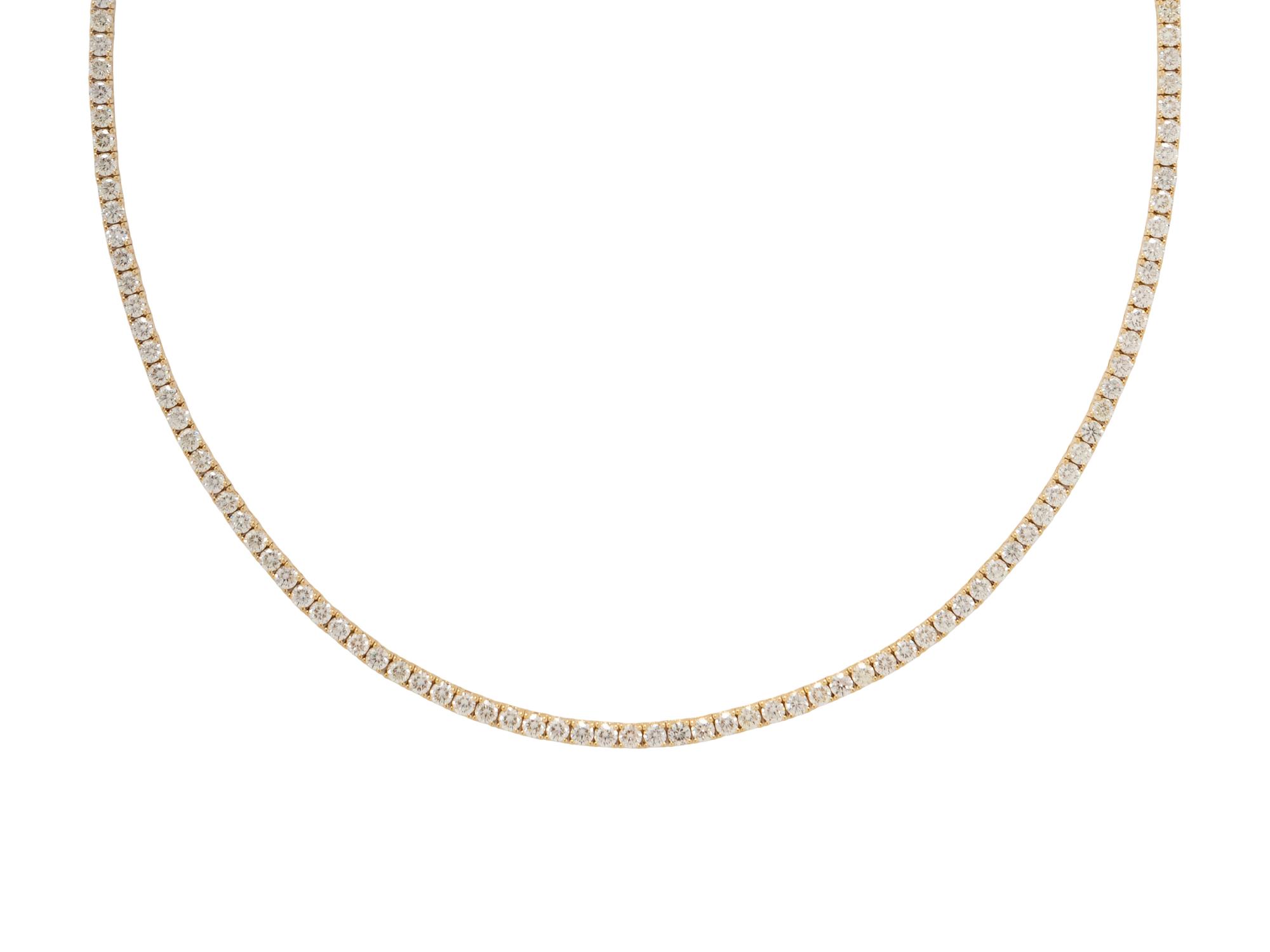 YELLOW GOLD AND DIAMOND LINE NECKLACE