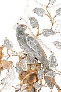 A Set of Four Gilt Metal and Glass Two-Light Sconces in the Style of Maison Baguès