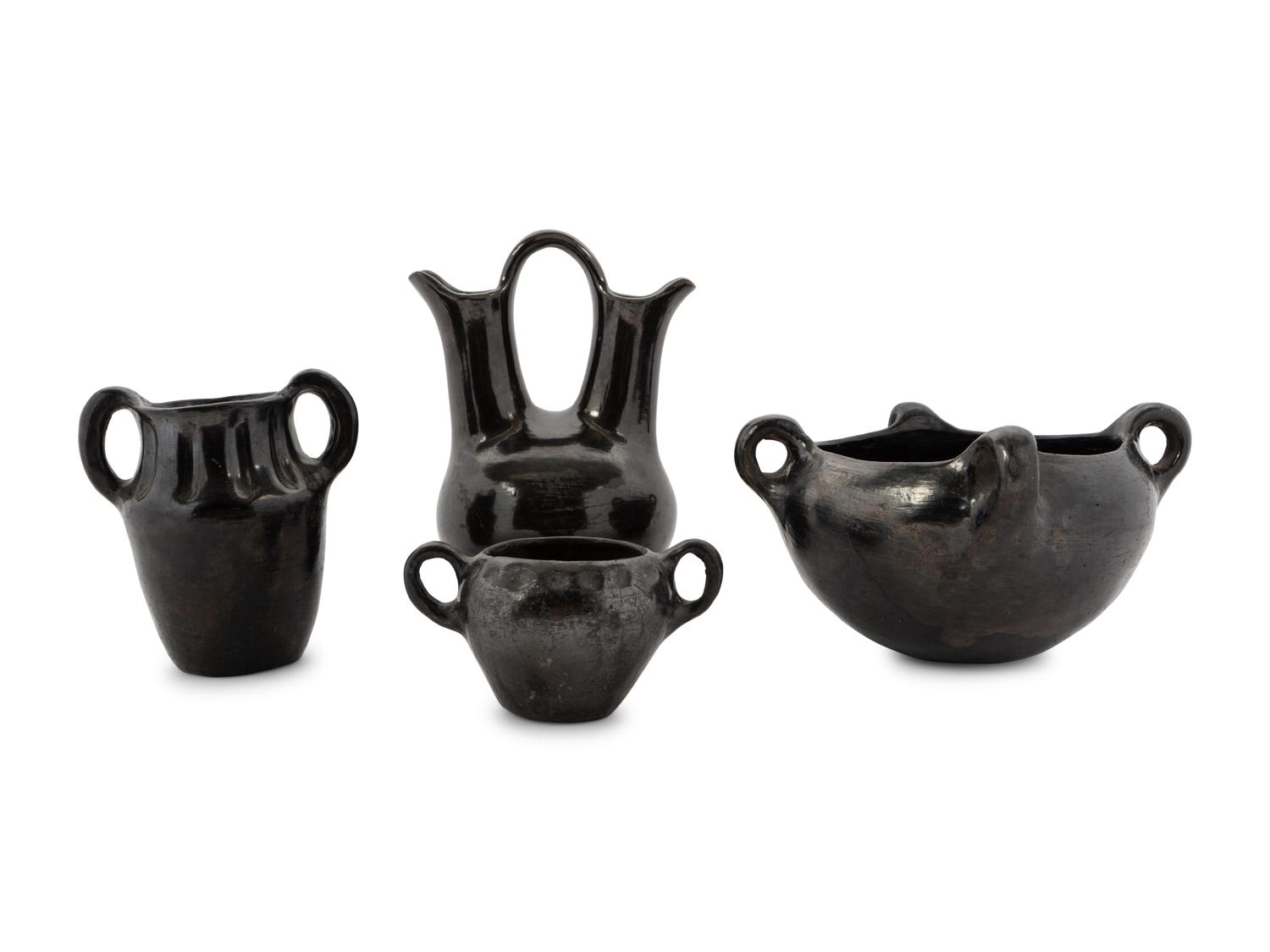 A Group of Handled Blackware Pottery Articles