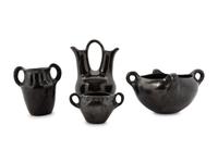 A Group of Handled Blackware Pottery Articles