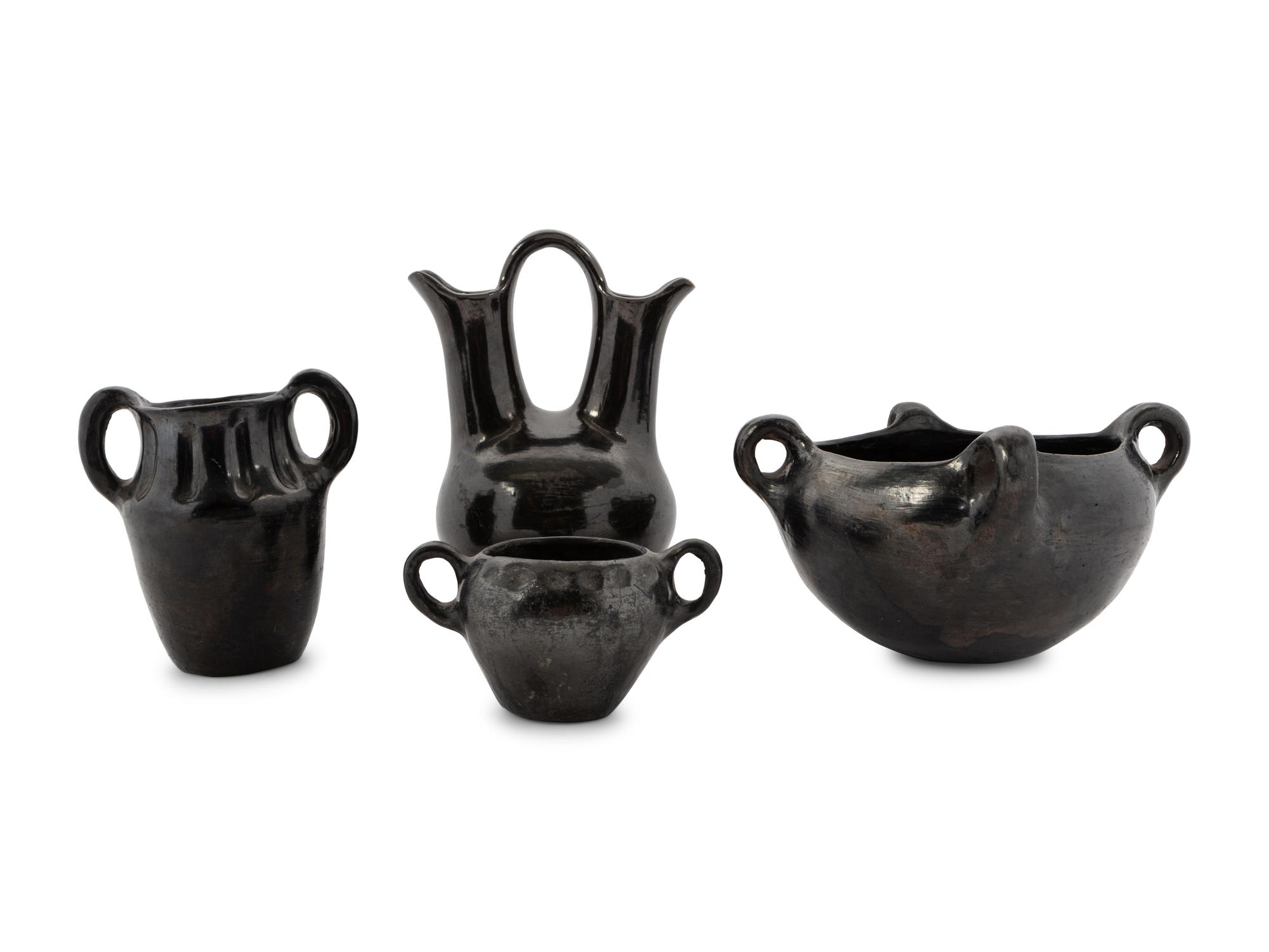 A Group of Handled Blackware Pottery Articles
