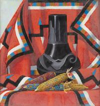Southwestern Still Life (Blackware, Corn, Blanket)