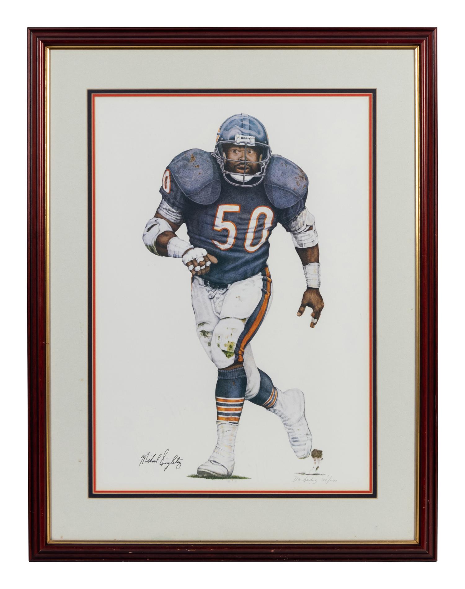 A Group of Seven Chicago Bears Artworks Formerly Displayed at Mike Ditka’s Restaurant