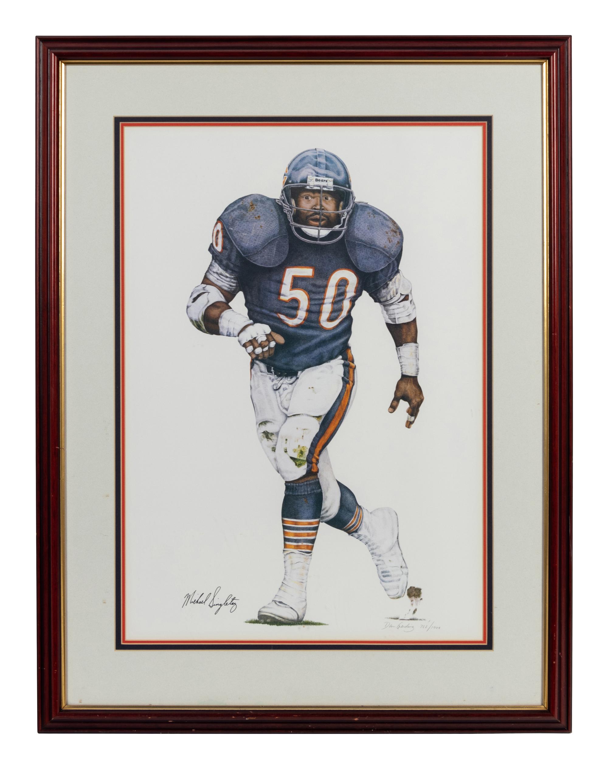 A Group of Seven Chicago Bears Artworks Formerly Displayed at Mike Ditka’s Restaurant
