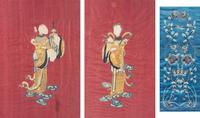 Three Chinese Silk Embroidered Panels