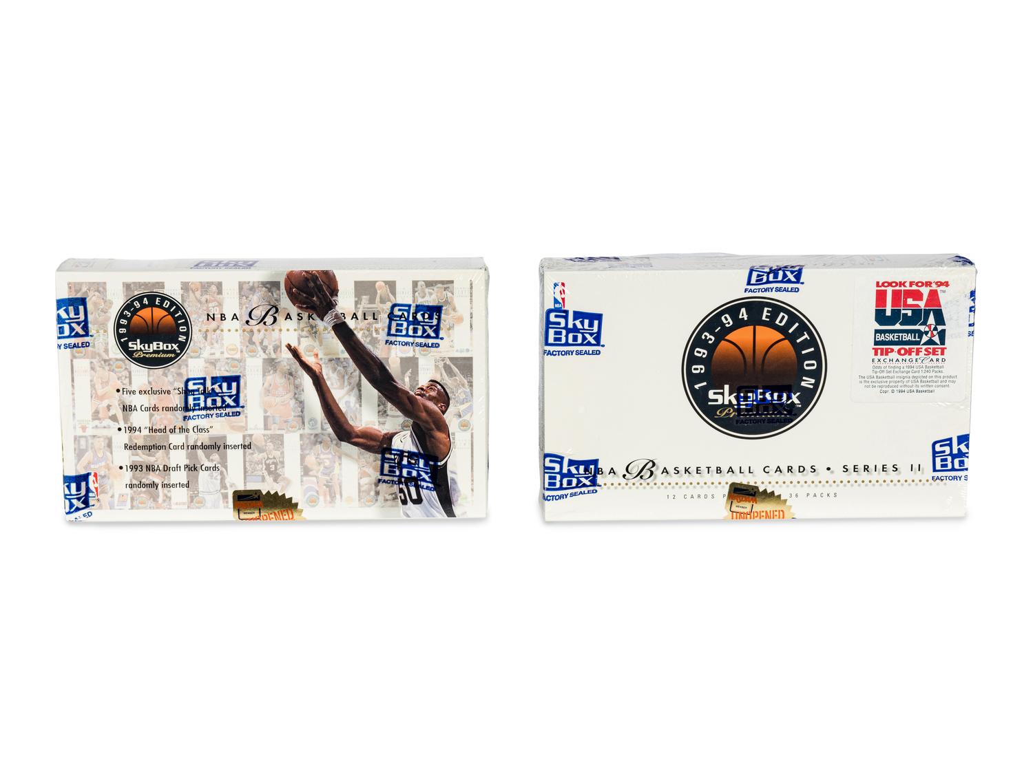 A Group of 14 Unopened Vending Boxes of 1990s Basketball Cards,