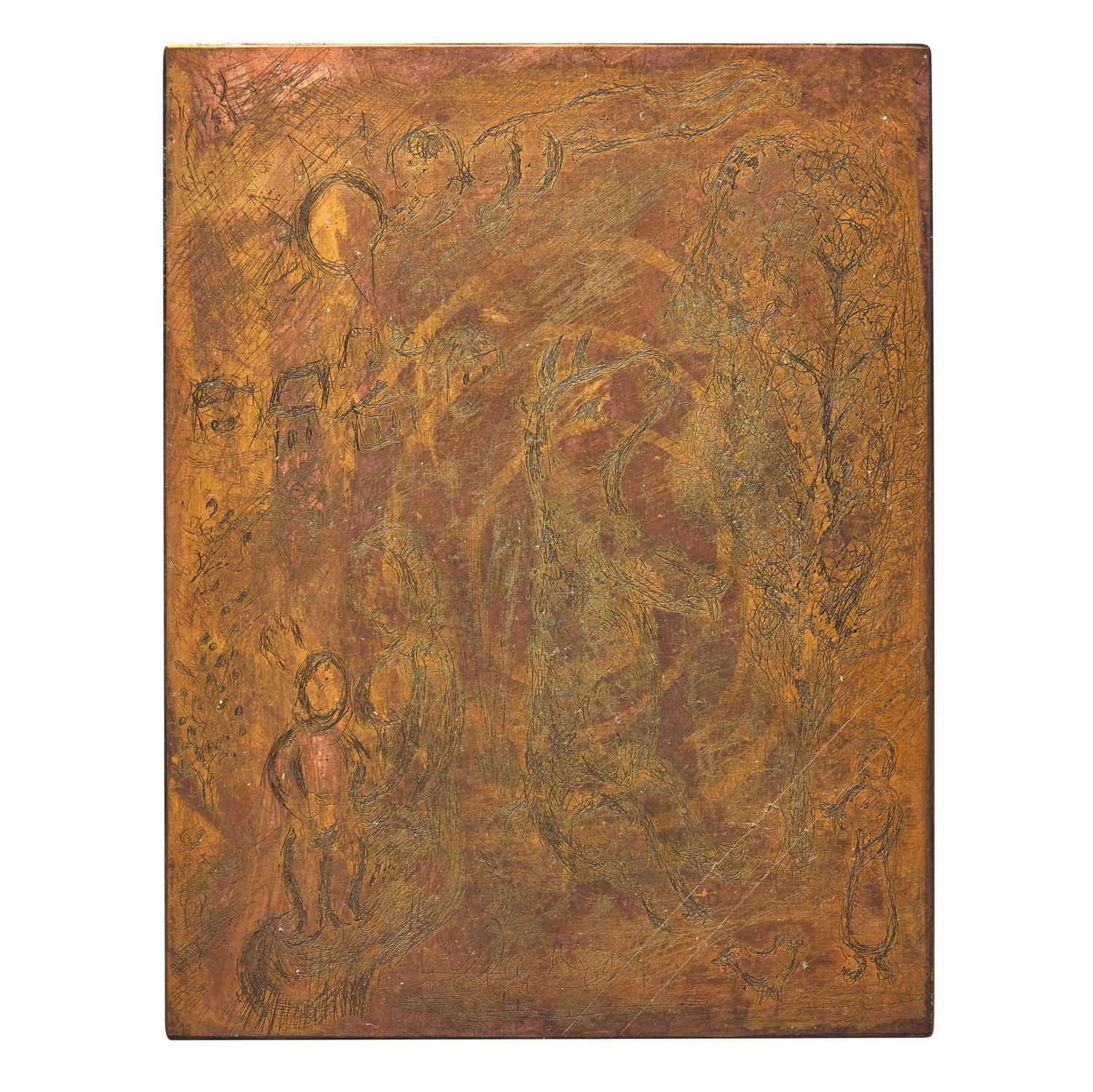 Marc Chagall (Belarusian/French, 1887–1985) — Original Copper Plate for La Vie (from Songes ), 1981