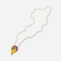 A Plique-à-Jour Enamel, Gemstone, and 14K Yellow Gold Necklace