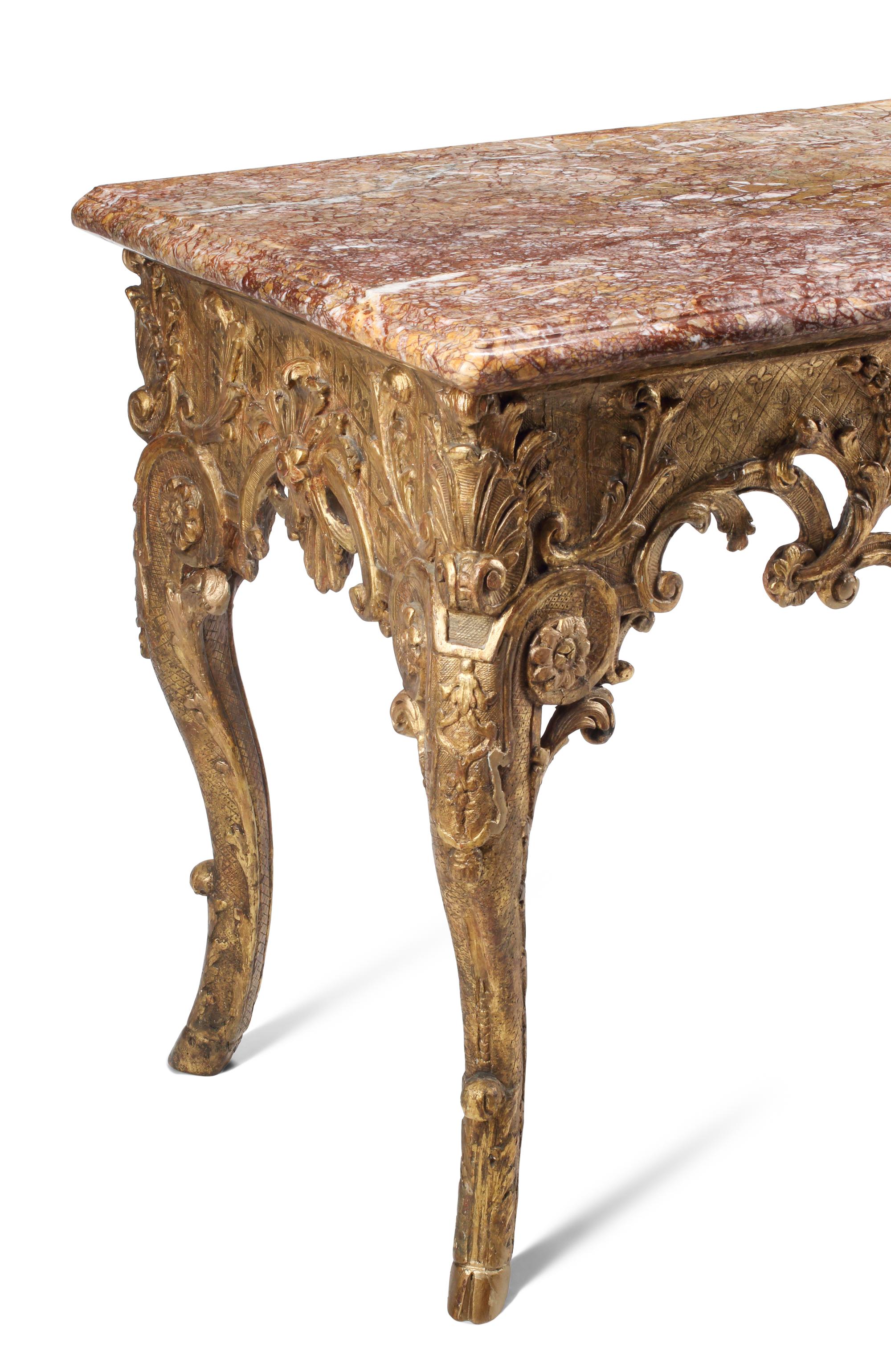 A Régence Giltwood and Marble-Top Console Table