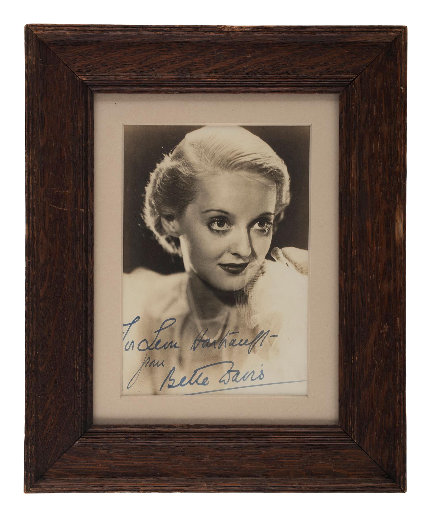 [HOLLYWOOD]. A group of 6 items highlighted by signed photographs of Bette Davis and Lon Cheney, Jr.