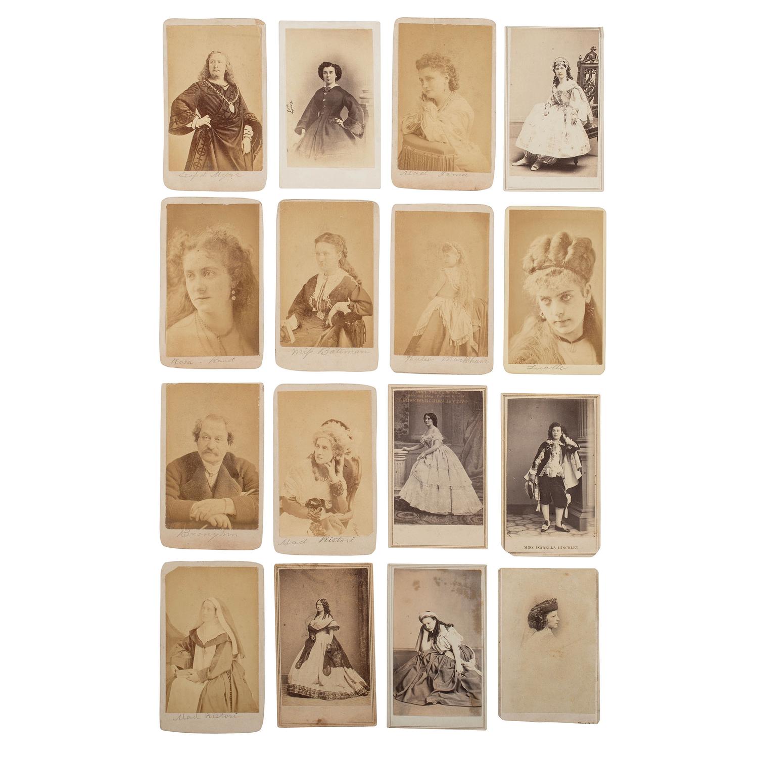 [Early Photography] Group of 56 Carte de Visites and Cabinet cards of 19th Century Performers incl. Lind, Mitchell, Keene