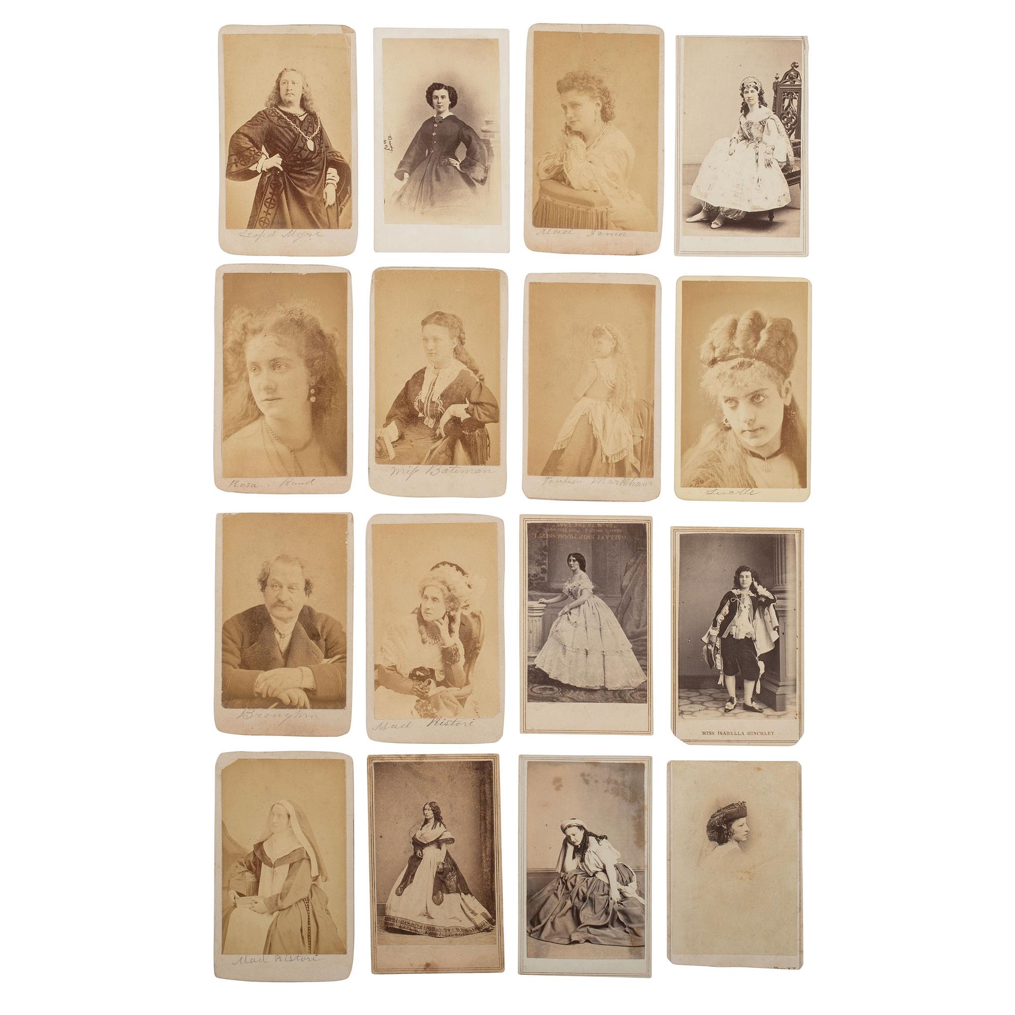 [Early Photography] Group of 56 Carte de Visites and Cabinet cards of 19th Century Performers incl. Lind, Mitchell, Keene