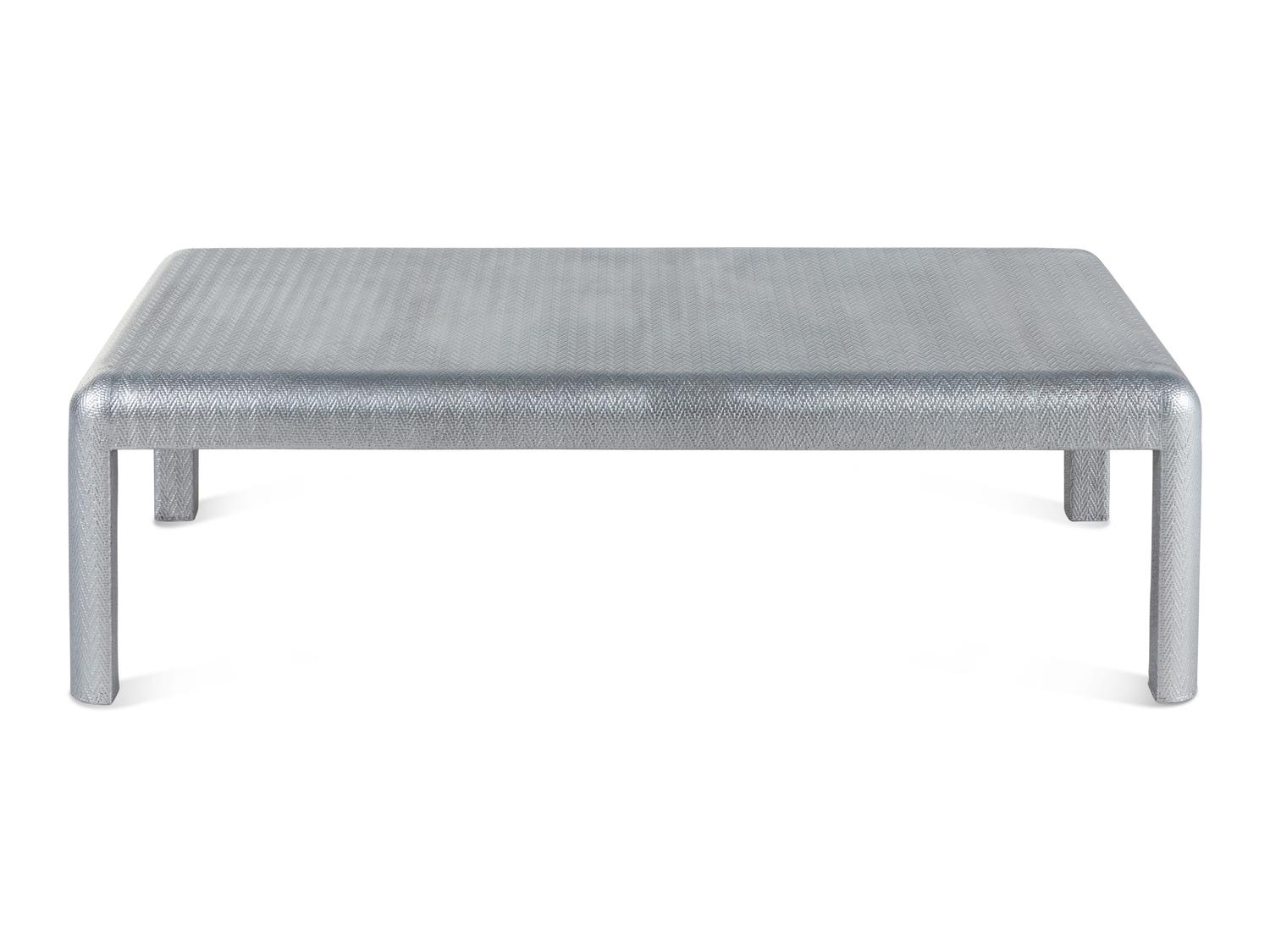 A Painted Raffia-Veneered Low Table in the Style of Karl Springer