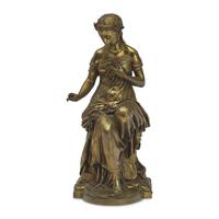 After Jean-Louis Gregoire (French, 1840-1890), A Patinated Bronze Figure of a Seated Classical Lady