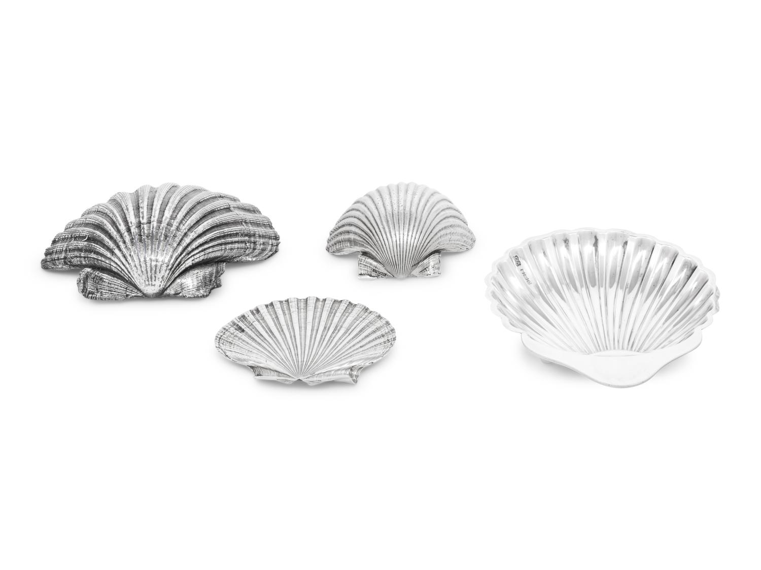 Two Mexican Silver Scallop-Form Candy Dishes