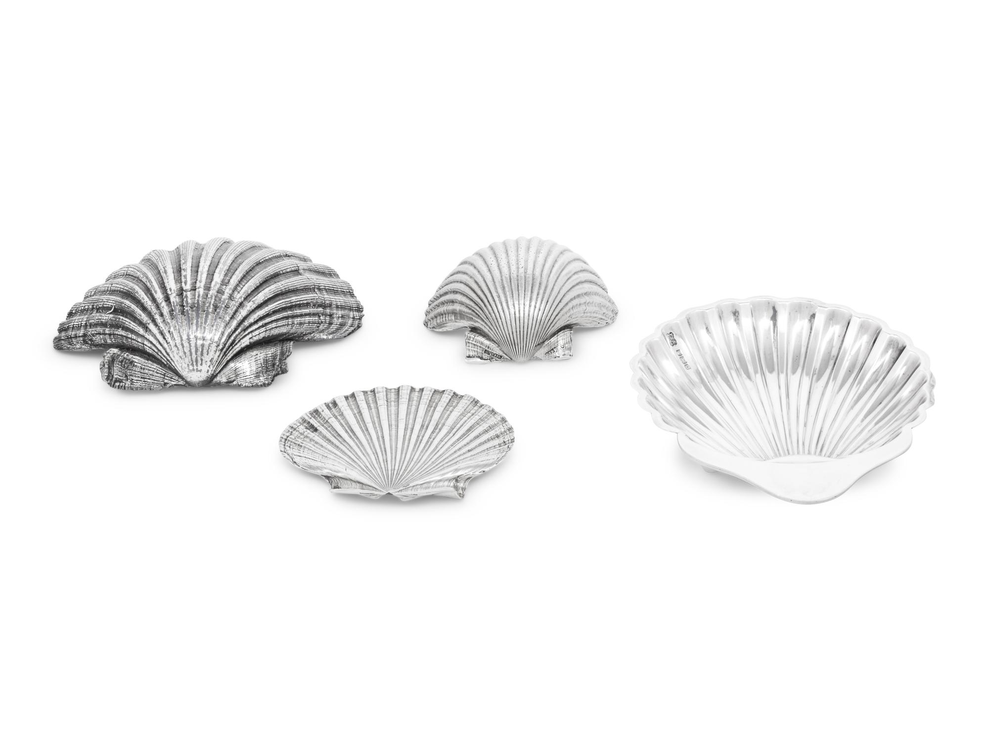 Two Mexican Silver Scallop-Form Candy Dishes