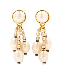 A Pair of Chanel Faux Pearl Earclips, 3.5" x 1.5".