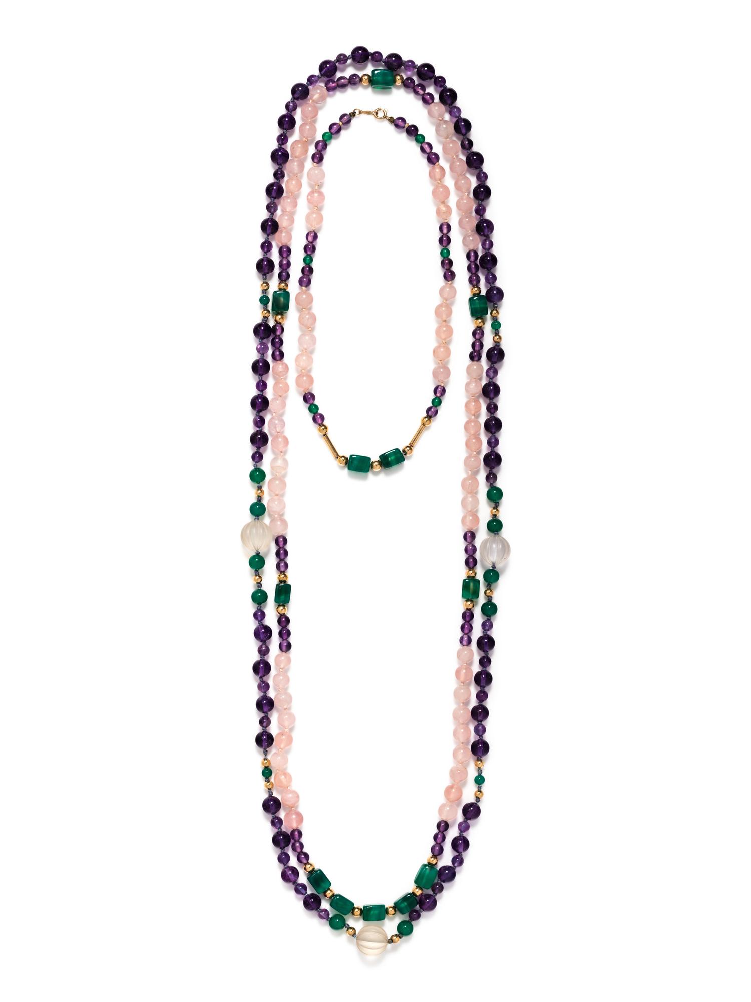 COLLECTION OF GEMSTONE BEAD NECKLACES