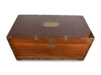 An English Campaign Style Walnut Traveling Chest — 20TH CENTURY