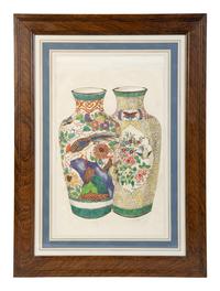 A Group of Eight Framed Chinese Works on Paper Depicting Export Porcelains — EARLY 20TH CENTURY