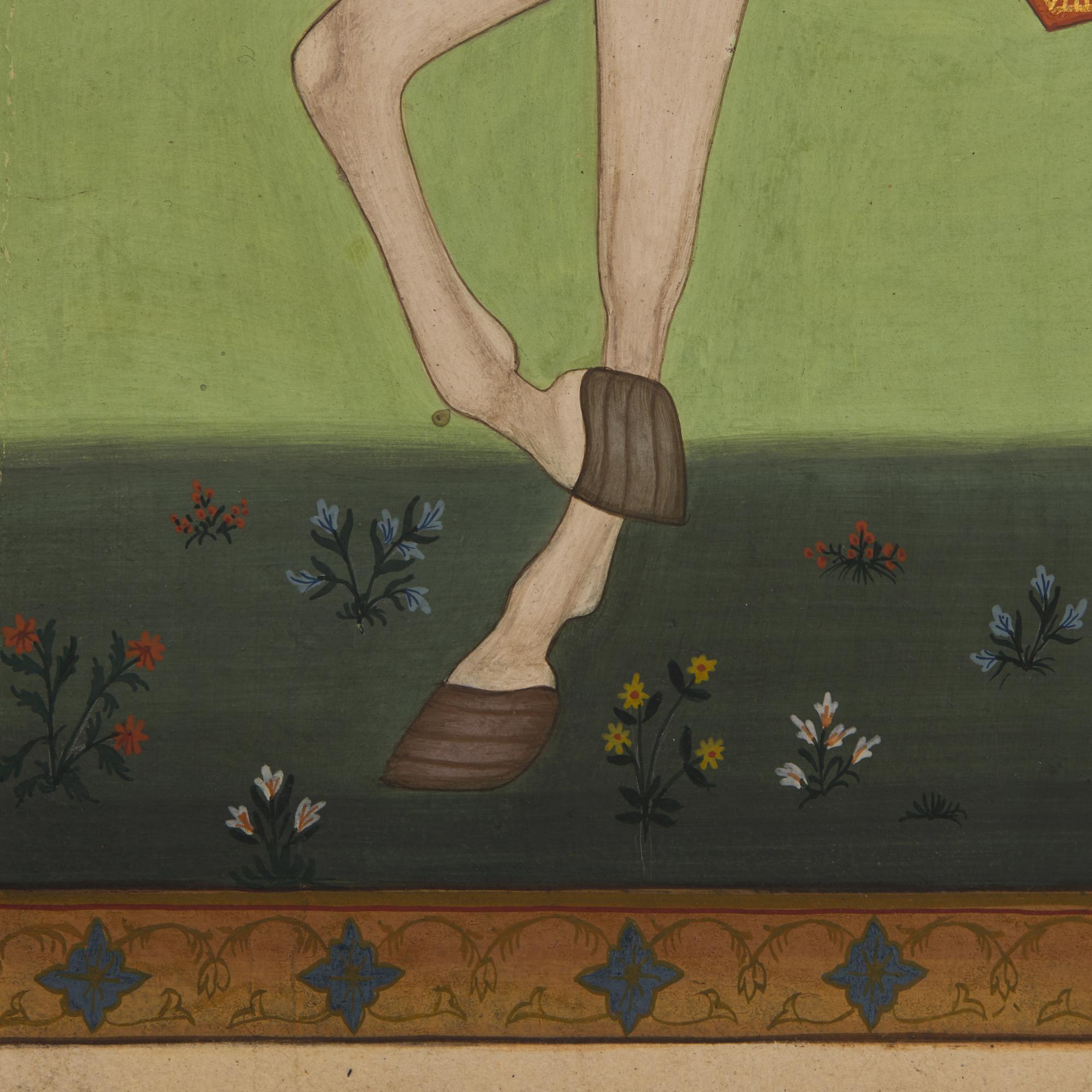 A Painting of the Mughal Emperor Shah Jahan Astride His Stallion, India, Rajasthan, 20th Century