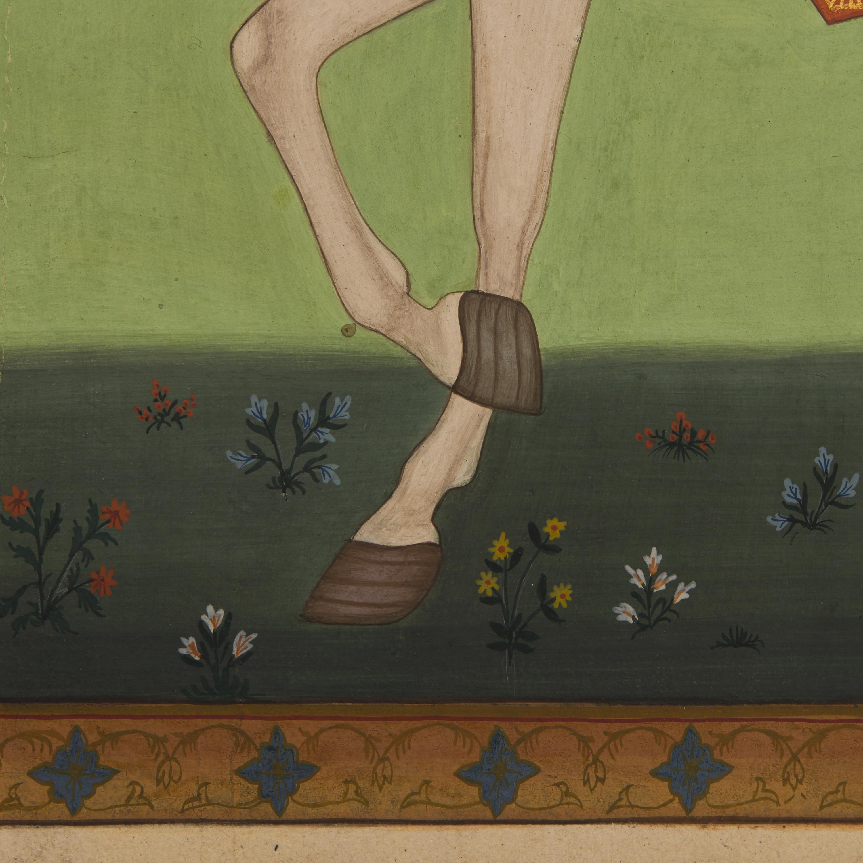 A Painting of the Mughal Emperor Shah Jahan Astride His Stallion, India, Rajasthan, 20th Century