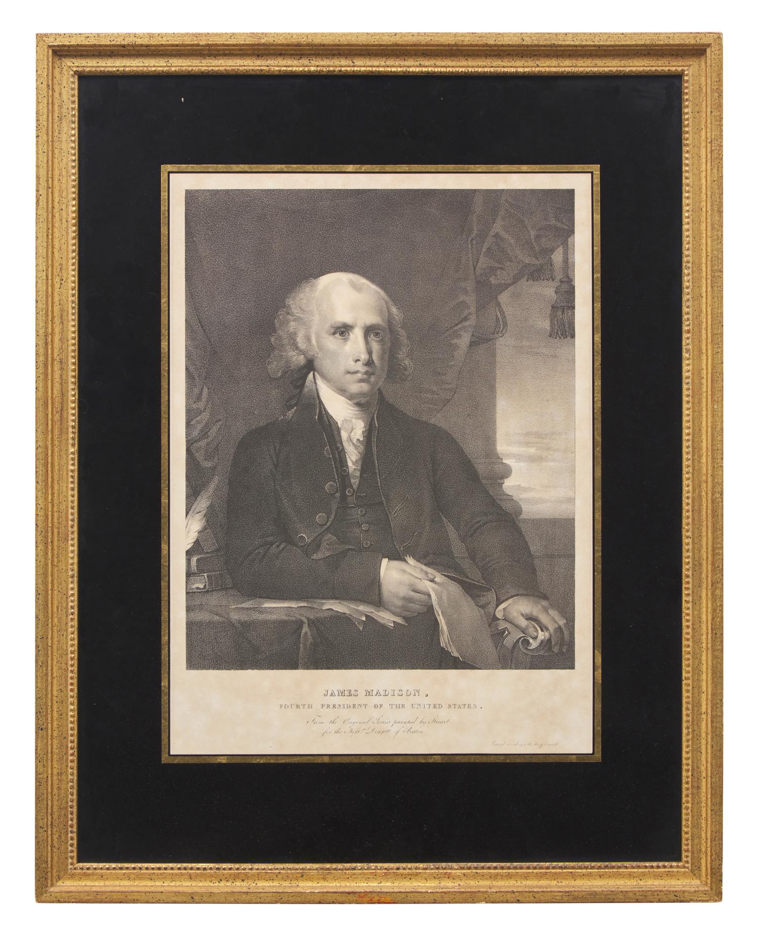 Three Engraved Portraits of Marquis de Lafayette, James Madison, and James Monroe