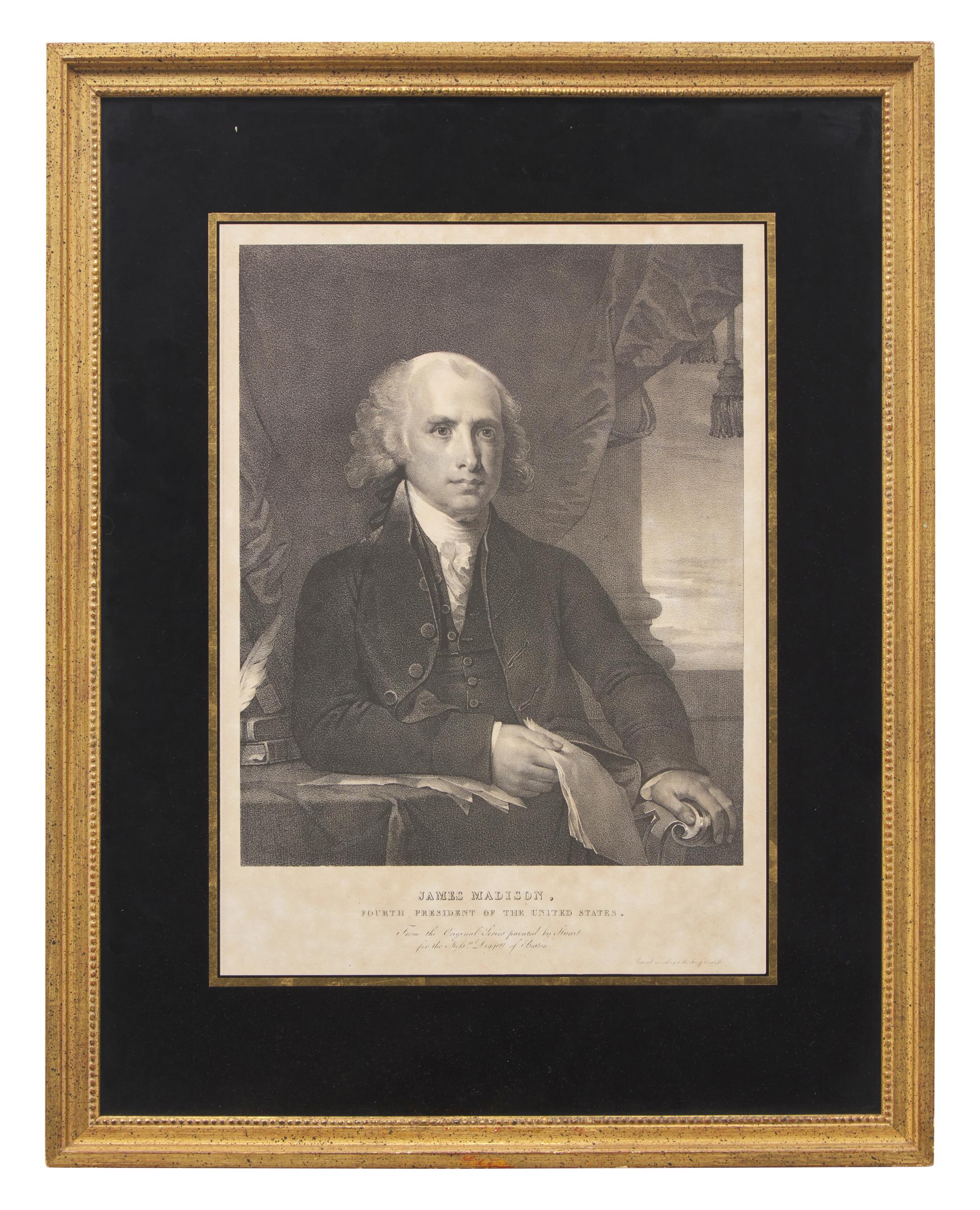 Three Engraved Portraits of Marquis de Lafayette, James Madison, and James Monroe