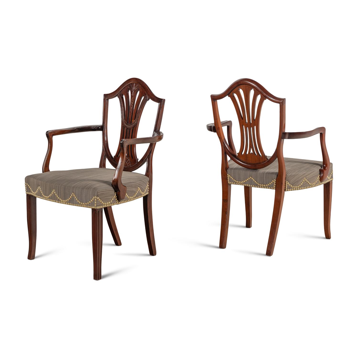 A Pair of George III Mahogany Armchairs