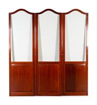 A French Mahogany and Glass Three-Panel Screen — LATE 19TH/EARLY 20TH CENTURY