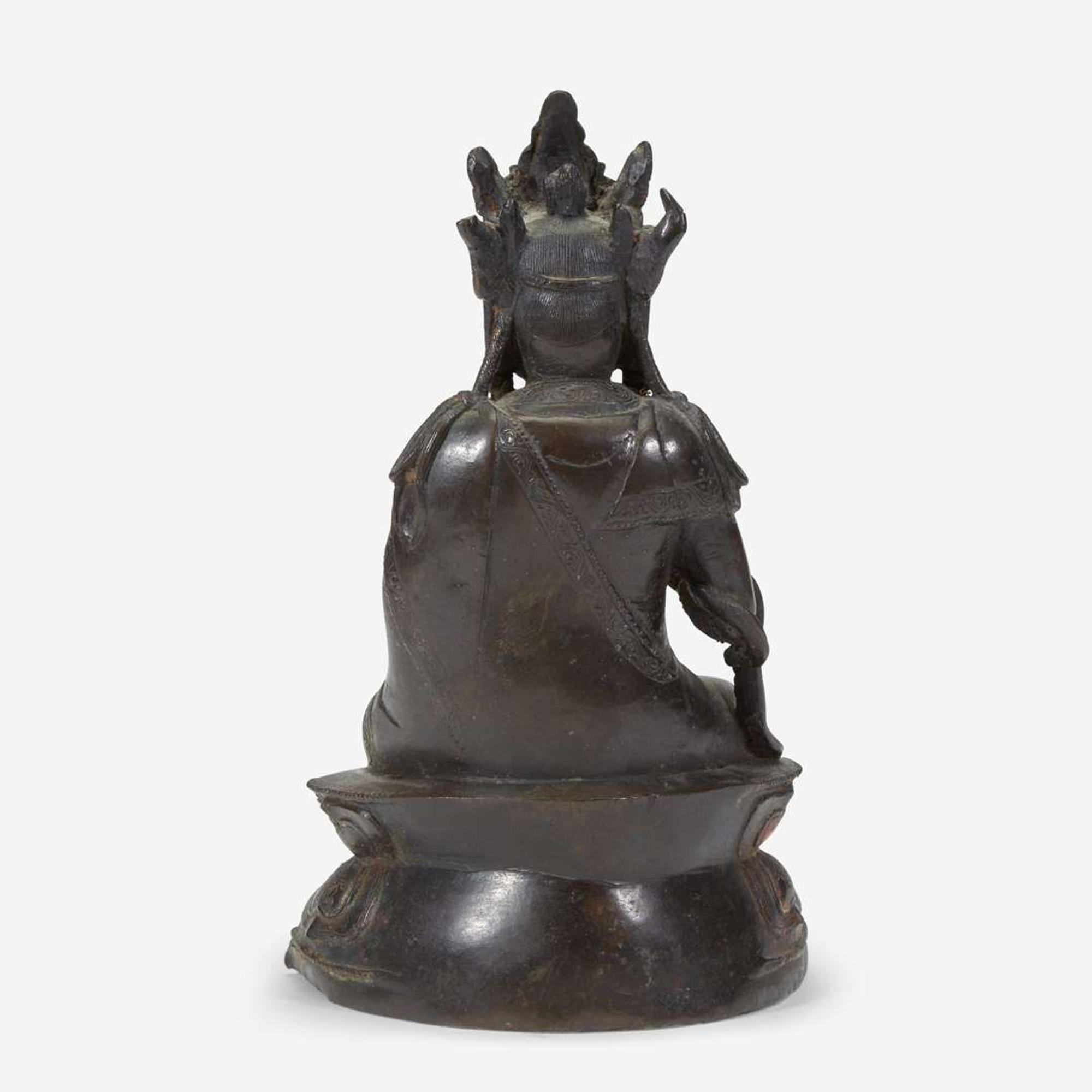 A Chinese lacquered bronze figure of Guanyin 铜加漆观音造像 Ming Dynasty ?