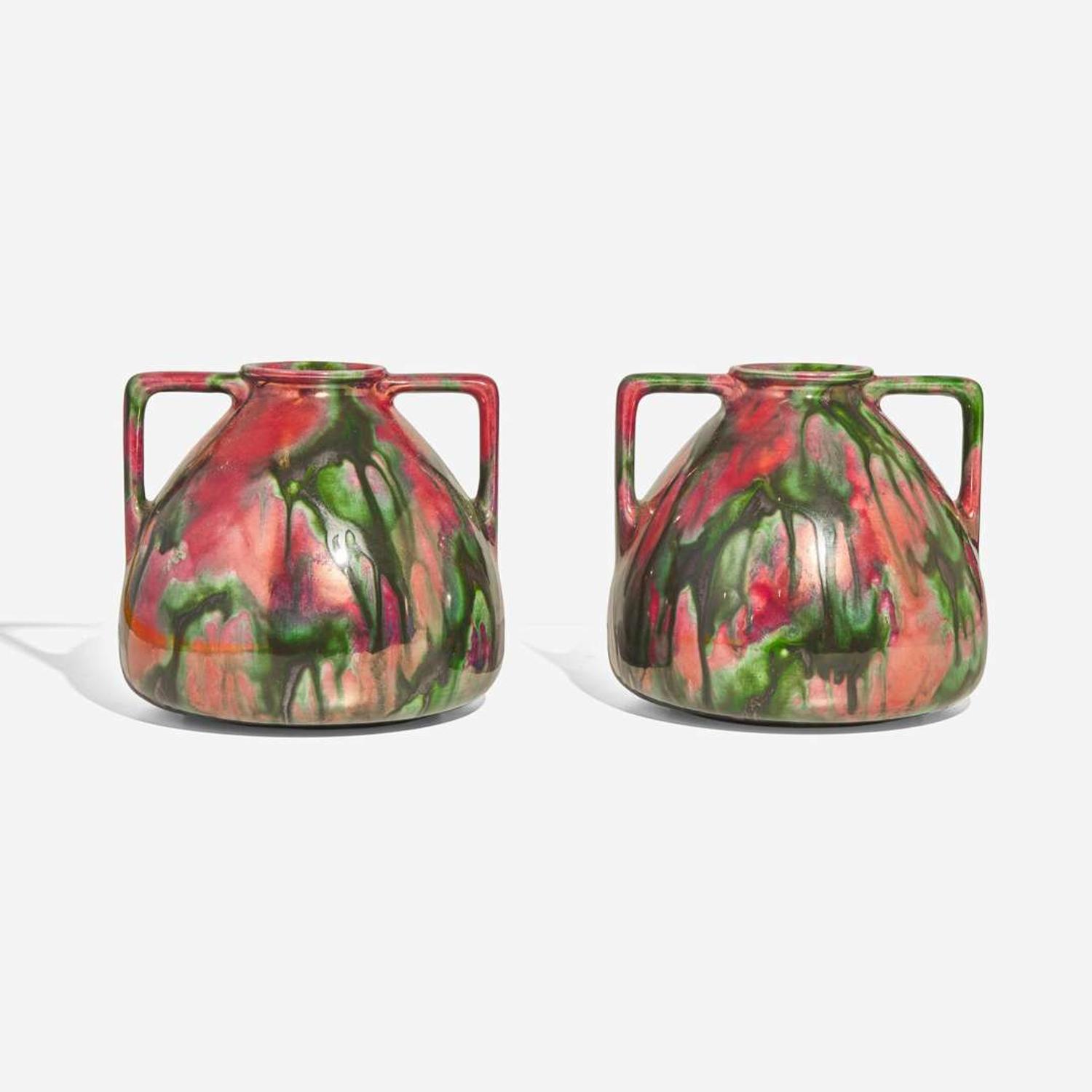 A pair of Astra Ware twin-handled lustre glazed vases Minton, Hollins & Co., England, circa 1917-1934