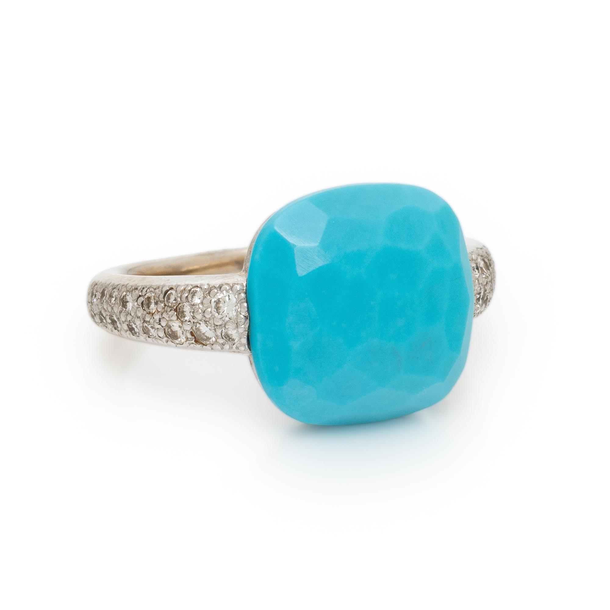 Pomellato, Turquoise, Diamond, and White Gold Ring