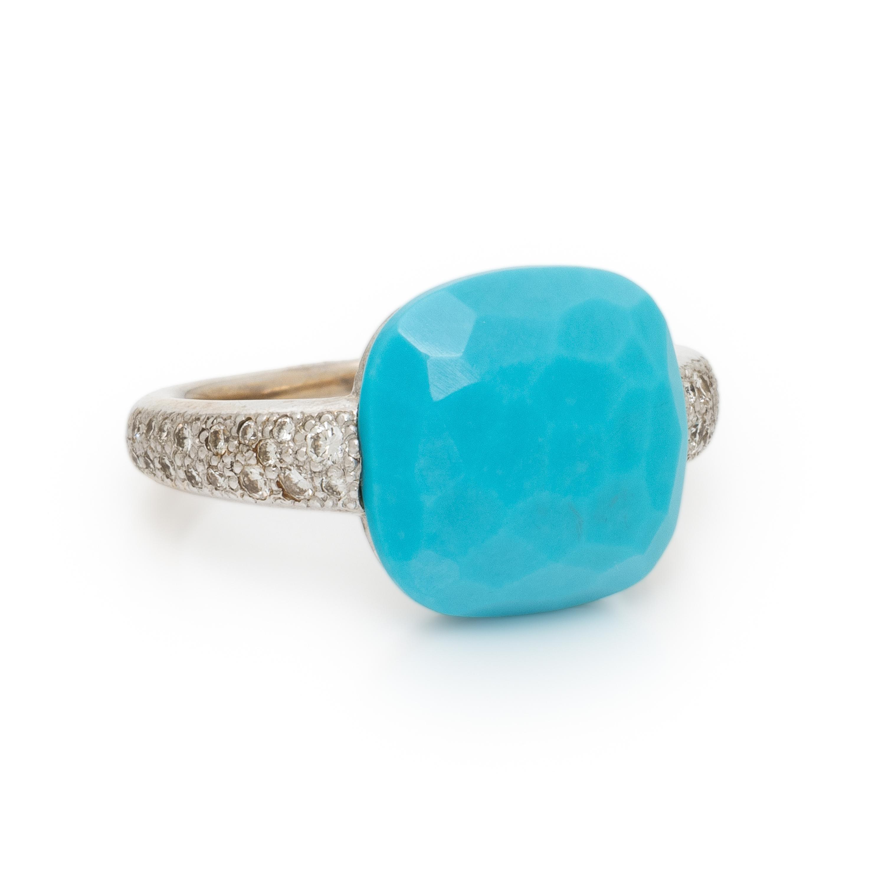 Pomellato, Turquoise, Diamond, and White Gold Ring