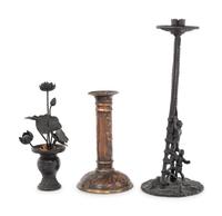 Three Japanese Metal Candlesticks