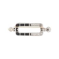 DIAMOND, ONYX, AND CULTURED PEARL BROOCH