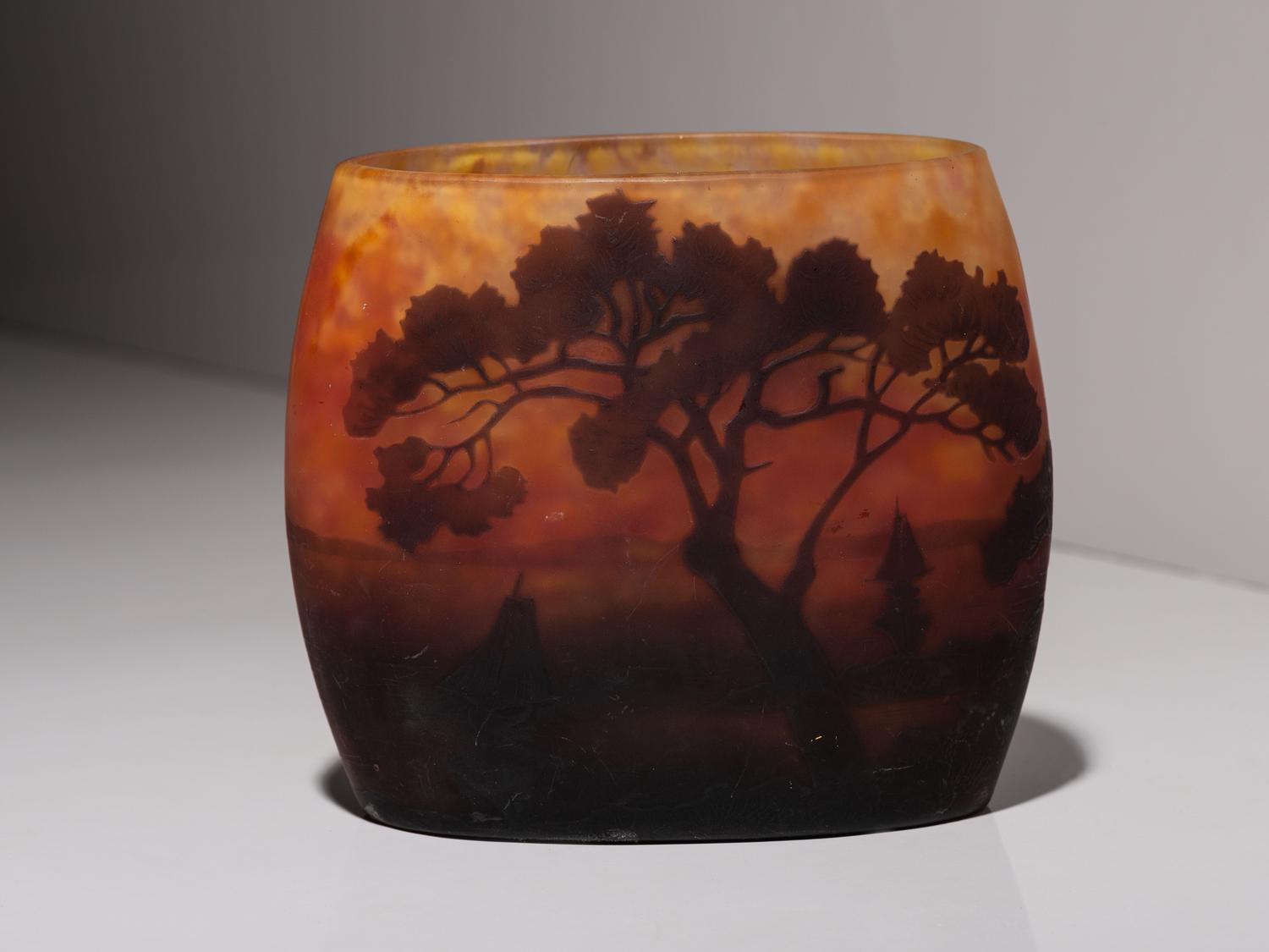 A Daum Cameo Glass Scenic Vase