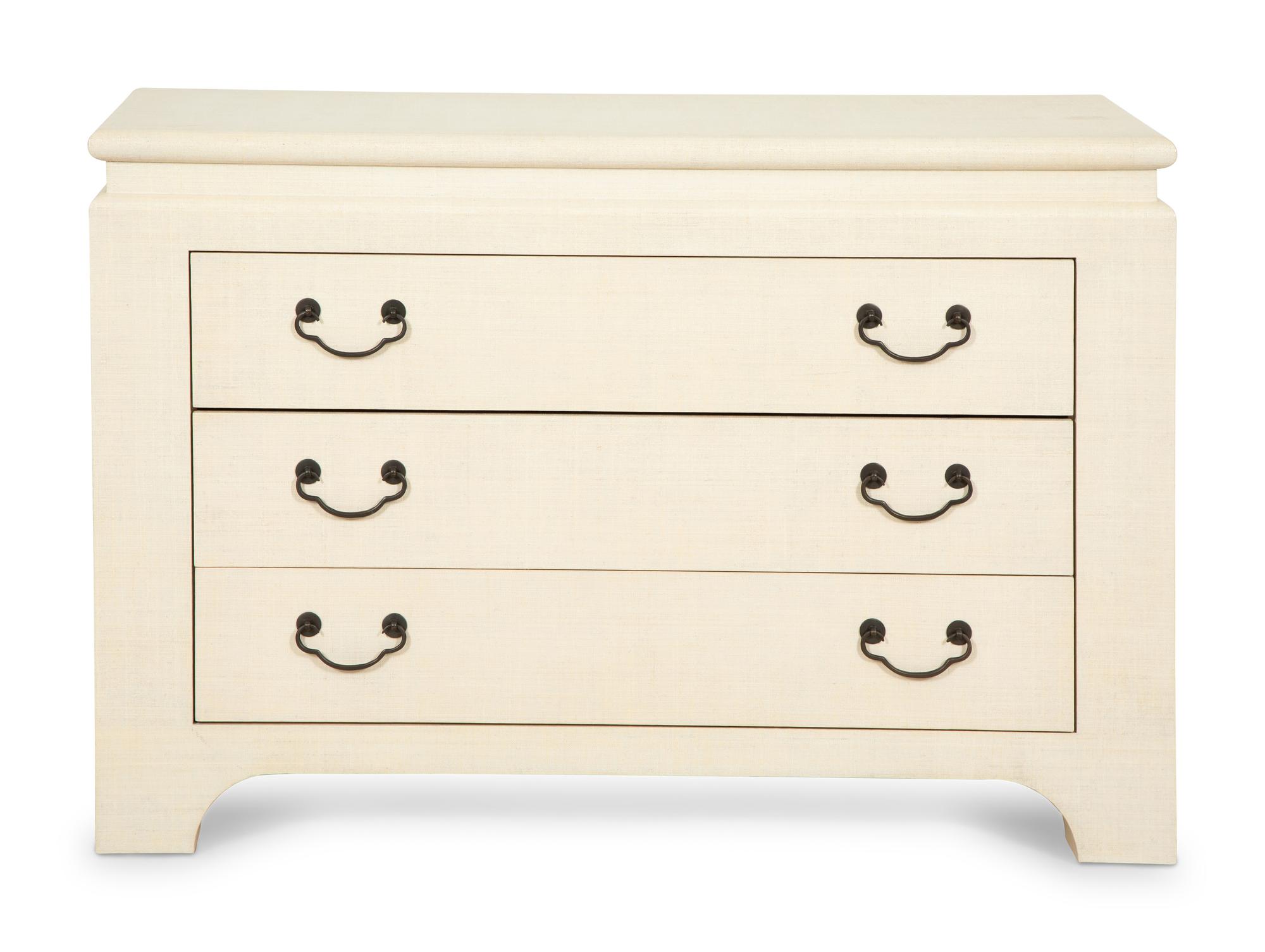 A Painted Raffia Chest of Drawers in the Manner of Karl Springer