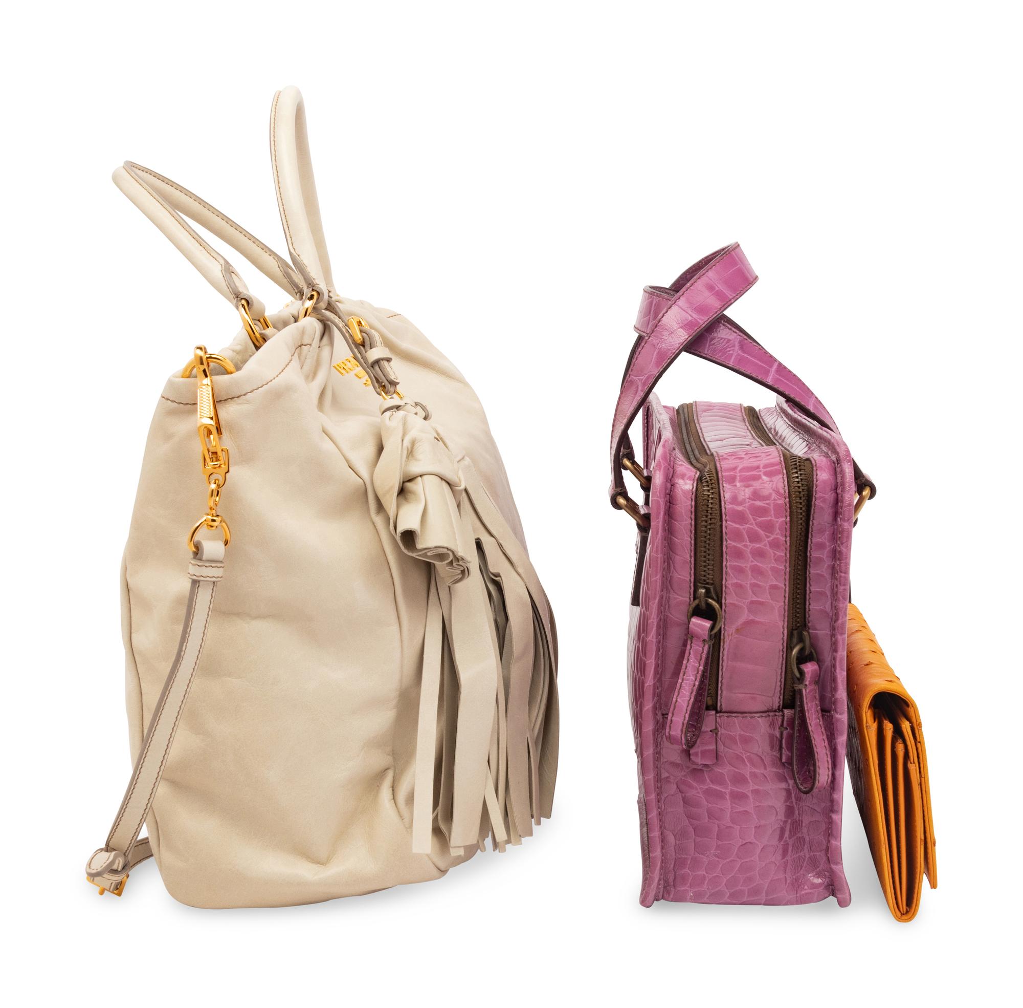 Three Prada Leather & Exotic Skin Pieces